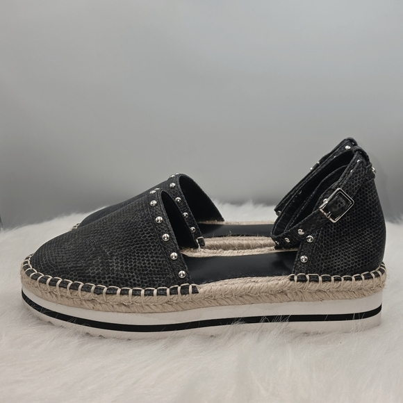 Jennifer Lopez Black Snakeskin Studed Espadrilles Size 7.5 - Picture 4 of 12